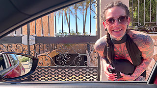 Tattooed MILF Drains Her Man Outdoors and in Car