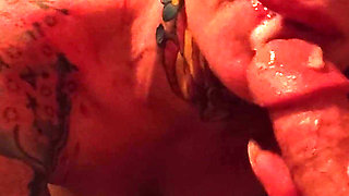 Nudist Sauna British Punk Pink Hair Slut Piggy Mouth Fucked in Nudist Spa