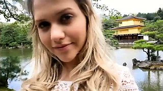 Horny busty blonde babe with big boobs