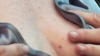 Horny Old Grandma Vera Fingers Her Unshaved Pussy Outside