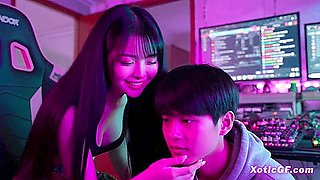 Tattoed Korean Stepsis is a Gamer Girl who Loves her Stepbro Huge Cock