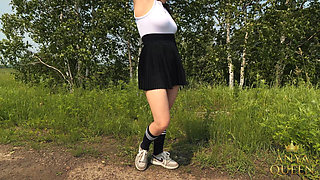 146 Athletic Legs Fetish with Knee High Socks and Skirt Lift