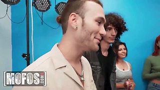 Mofos - Bree Brooks teases Johnny Love with her titties, turning a live podcast into a sultry fuckfest