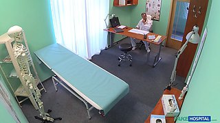 Blond gets banged all over the office by randy doctor - fake health center