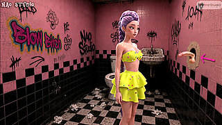 Rumi KPop Gloryhole Break in the Nightclub Toilet