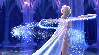 Stunning Nude Elsa Graceful and Elegant Sensual Poses in Her Magical Glowing Ice Palace Cinematic 3D Animation