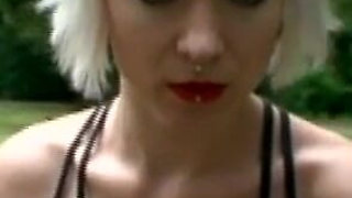 Sexy blonde humiliating pussy, pinching ass, whipping in bondage