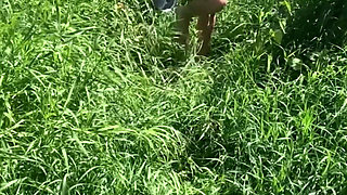 Blonde Fucks in the Field in the Tall Grass and in the Hayloft, Cums on the Ass