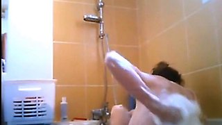 peeping at showering beautiful stepmom