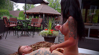 Young horny babe with hot tits fucked outdoor