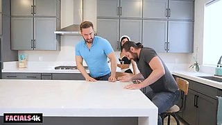 Hot French Maid Gets Spitroasted!