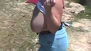 Beautiful Brunette Big Boobs Rides Fake Cock