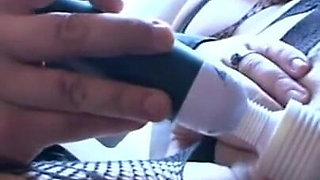 Humiliating foot stretching sex toys in pussy