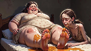 Fat SSBBW Humiliating Skinny Girl with Her Big Feet