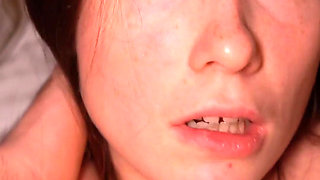 Petite Teen Rubs Her Clit While He Fucks Her Deep, Closeup POV