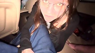 POV oral pleasure in car with cronys, spunk in mouth -