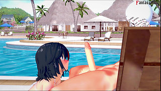 Ryuko Matoi Ahegao Sex on the Pool