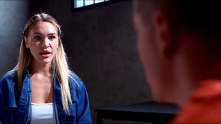Blonde Secretary Endures Brutal Facefuck in Prison Cell, Innocent Freeze Fucked Raw by Stranger