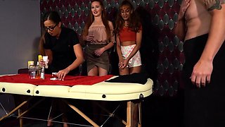 CFNM Masseue beautys gives blowjob