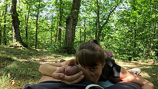 MILF Catches Pervert Masturbating in Public Park Gets Pissed On and Huge Facial Cumshot