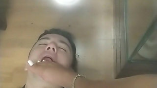 Foot Slave Under Tha Table