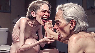 Two Ugly 90 Year Old Grannies Foot Fetish - Licking & Moaning in Pleasure