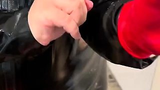 two women fetish latex asslicking and anal mff