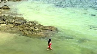 Sexy big tits Thai teen solo striptease