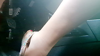 Heavy Traffic Pedal Pumping in Boho Slides: Low-cut Ethnic Dress POV