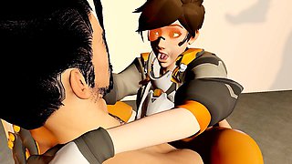 Hanzo and Tracer get it on in an Overwatch parody featuring some wild anal action