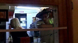 Wild French Babe Pleasing Two Cocks While Working in Kitchen