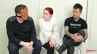 Humiliated sub pissing and gagging