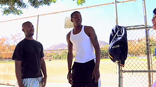 Black dudes pick up asian slut from tennis court