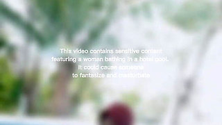 Woman Hijab Bathing Naked in an Open-air Hotel Pool
