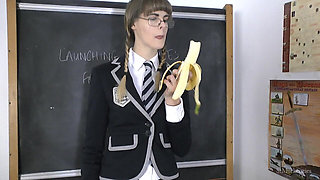 Melissa Eats a Large Banana in Class