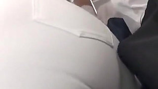 Crowded Bus Rush. Tight Pants Wife Feels the Firm Press, Panty Line Showing as She Gives in to the Moment - Part3