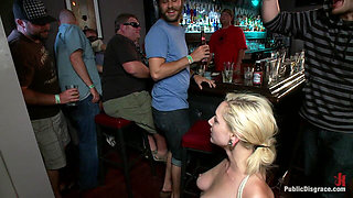 Hot Blonde Disgraced in Bar