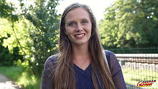 German Casting: Hairy Pussy Riddy Gets Multiple Orgasms from Rough Hardcore Fucking