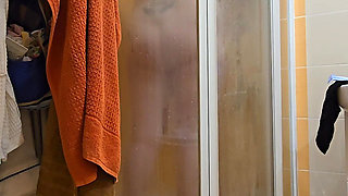 Cute BBW Wife with Big Soft Natural Tits and Big Ass Takes a Shower