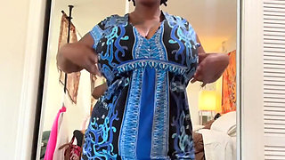 Chubby Ebony in Dress Showing Her Big Tits & Ass