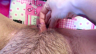 Big clit creamy cumming on dildo