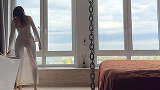 teasing cleaning lady home