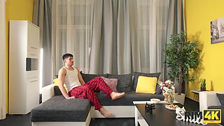 Fiery brunette girl Lucy Mendez pleases Bruno Baxter with a nice blowjob and rimjob, and begs him to pound her tight pussy