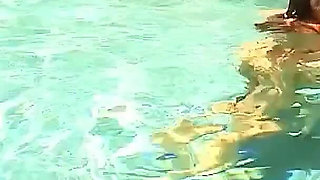 Blonde stepmother seduces skinny teen on vacation for lesbian sex