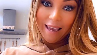 Sexy Blonde Babe With Big Boobs Strips Bra