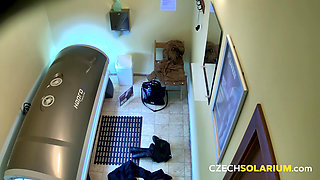 Czech Solarium 160: Hot Blonde Strips Down on Solarium Cam