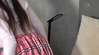 Cute Beauty Big Tits Big Ass College Girl Braless with the Shortest Pink Skirt on the Bed Shows Her Panties