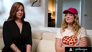 Pizza Delivery Girl River Lynn Walks In on Andi Avalon Cheating With Annie King