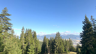 Walking in the Mountains Without T-shirt and Bra
