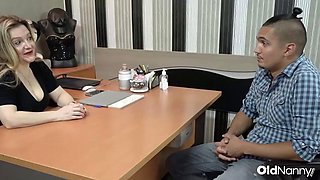 OldNanny Granny Seduced And Pounded By Young Stud In Office